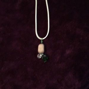 Handcrafted stone and bead wire necklace.